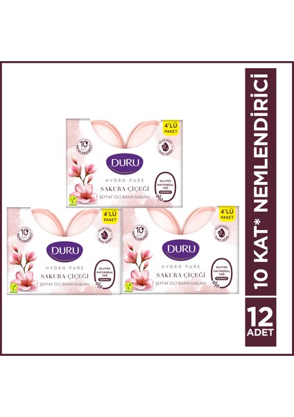 Hydro Pure Sakura Çiçeği 12 Adet Şeffaf Cilt Bakım Sabunu 12X135 gr
