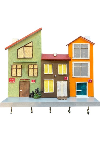 Bizim Sokak El Yapımı Ahşap Anahtarlık