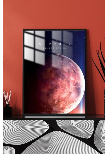 Merkür Gezegen Çerçeveli Metal Poster Tablo modelleri