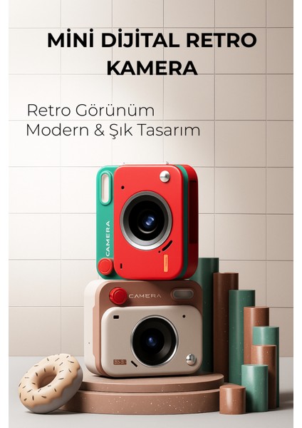 Mini Dijital Retro Kamera-(Hafıza Kartı Hediyeli)
