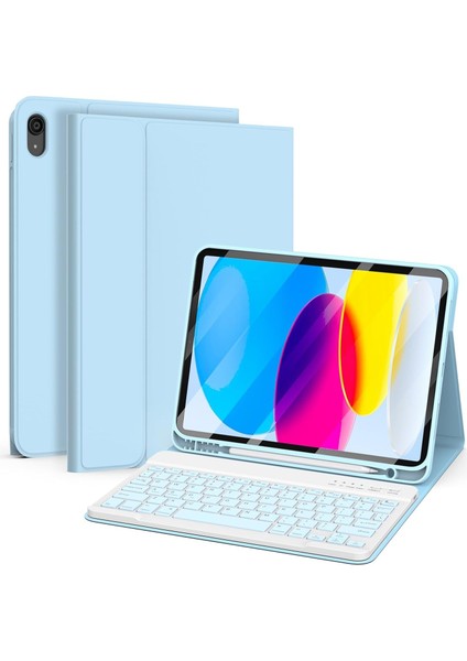 Ipad 11.nesil A16 11INÇ/10.NESIL 10.9 Inç Uyumlu Kablosuz Kalemlikli Klavyeli Tablet Kılıfı