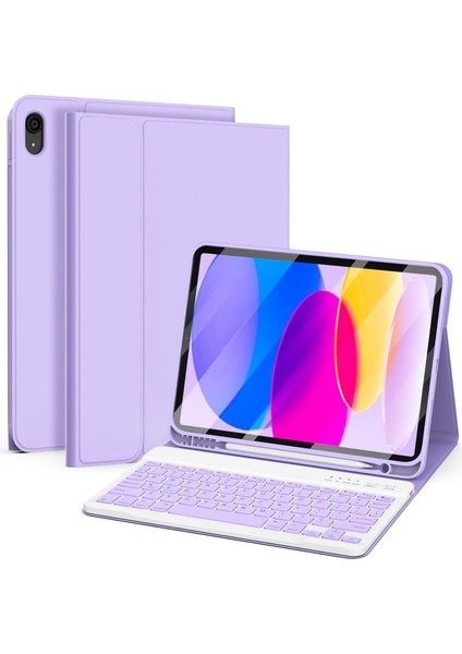 Ipad 11.nesil A16 11INÇ/10.NESIL 10.9 Inç Uyumlu Kablosuz Kalemlikli Klavyeli Tablet Kılıfı