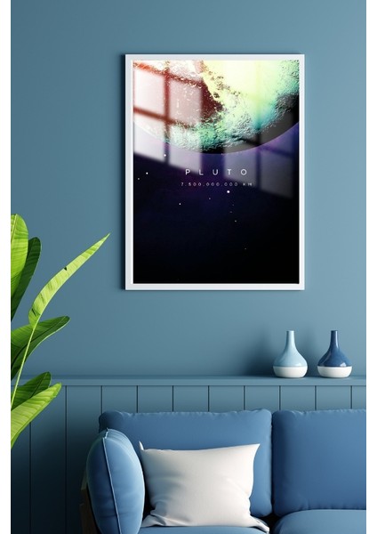 Plüton Gezegen Çerçeveli Metal Poster Tablo
