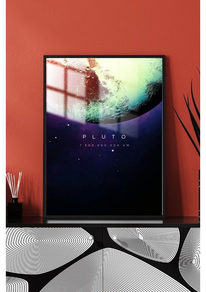 Plüton Gezegen Çerçeveli Metal Poster Tablo modelleri