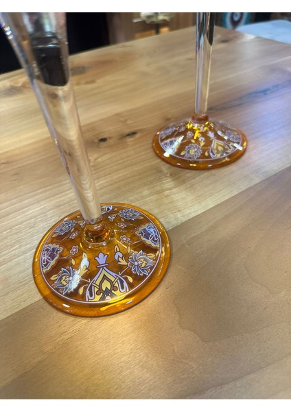 Turuncu Cam 2'li Şamdan, El İşçiliği, Salon Aksesuar Konsol indirimleri