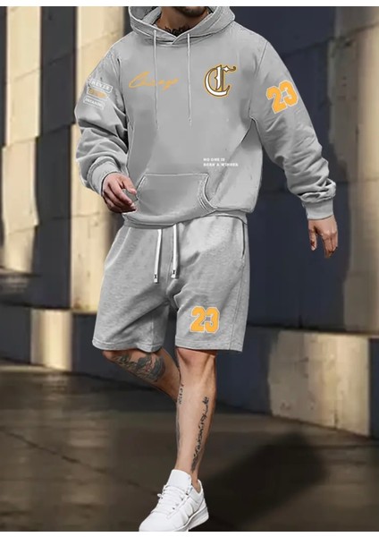 Punıx Büyük Beden Özel Seri Kapüşonlu Crazy 23 Baskılı %100 Pamuk Kışlık Erkek Eşofman Takımı