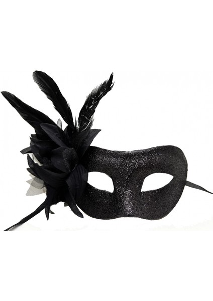 Ieg® Siyah Metalize Tüylü Parti Maskesi