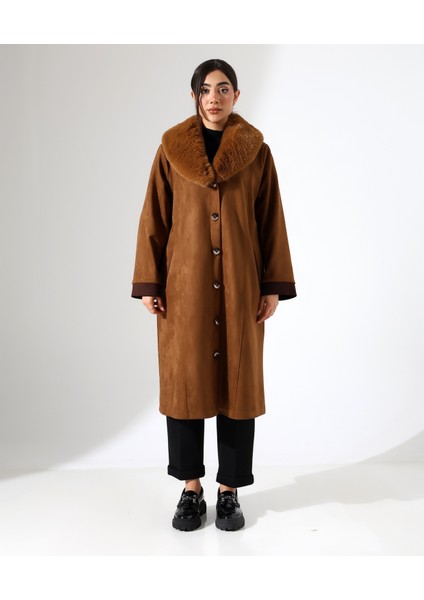 Şal Yaka Kürk Detay Uzun Kaban fiyatları