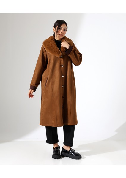 Şal Yaka Kürk Detay Uzun Kaban indirimleri