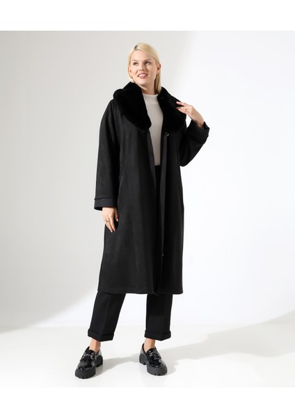 Şal Yaka Kürk Detay Uzun Kaban fiyatları