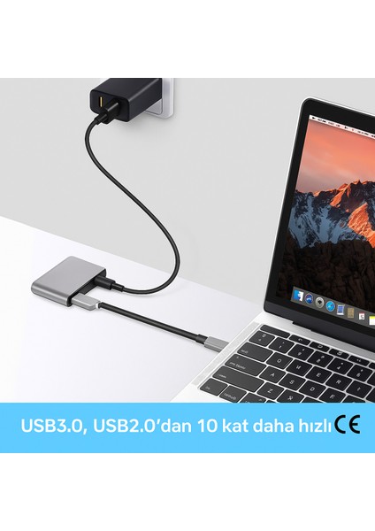 4‑in‑1 Usb‑c Genişletici Dock | HDMI + VGA + Usb‑a + Pd – 4K Destekli