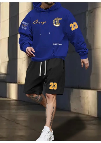 Punıx Büyük Beden Özel Seri Kapüşonlu Crazy 23 Baskılı %100 Pamuk Kışlık Erkek Eşofman Takımı