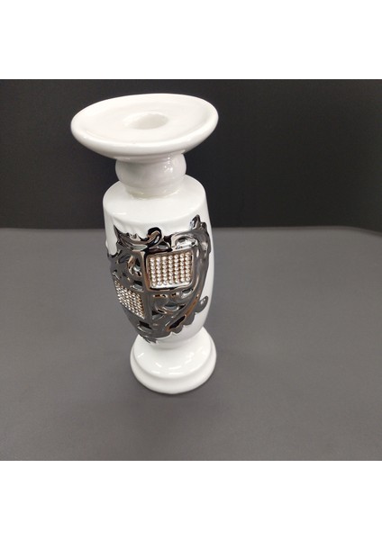 Dekoratif Vazo Obje ve Mumluk Seramik Gümüş Işlemeli fiyatları