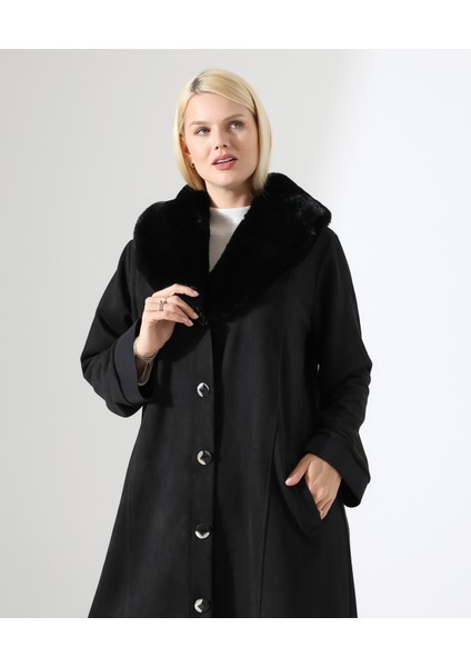 Şal Yaka Kürk Detay Uzun Kaban indirimleri