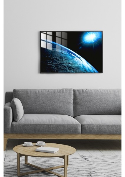 Uzay Gezegen Çerçeveli Metal Poster Tablo