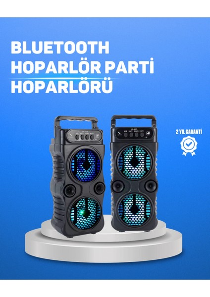 Kablosuz LED Işıklı Bluetooth Hoparlör – Fm Radyolu, Mikrofon Girişli