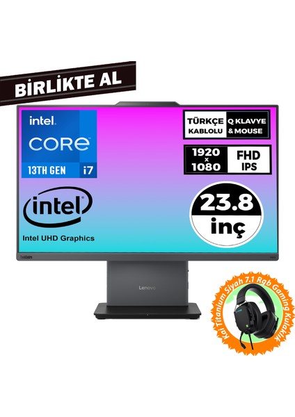Thinkcentre Neo 50A I7-13620H 32GB 1tb SSD 23.8" W11P Aıo+Gaming Kulaklık 12SC000KTR 059