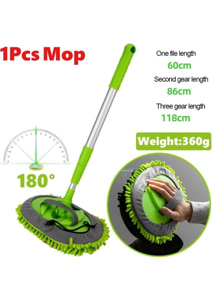 Teleskopik Sopalı Çizmez Araç Yıkama Mopu Fırçası Oto Mop Oto Yıkama Mopu 1 Yedek Bezli