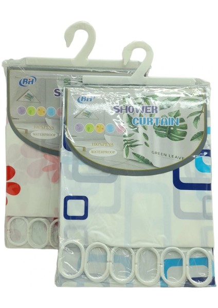 Çif Kanat Pvc Banyo Perdesi 2 Parça x 90X180CM - 12 Halkalı (5324)