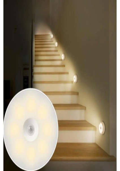 Şarjlı Sensörlü Mıknatıslı LED Işık Günışığı Enerji Tasarruflu 8.3x8.3x2 cm USB ile Şarj Edilebilir