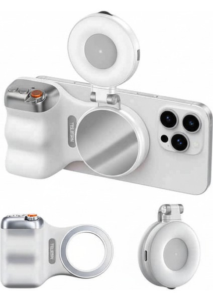 Magsafe Beyaz Bluetooth Fotoğraf Çekim Aparatı Tripod ve Işıklı Set