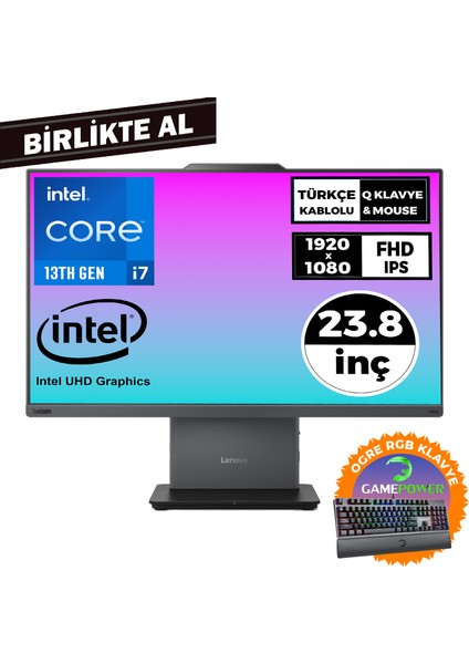 Thinkcentre Neo 50A I7-13620H 16GB 512GB SSD 23.8" Fdos Aıo+Gaming Klavye 12SC000KTR 048