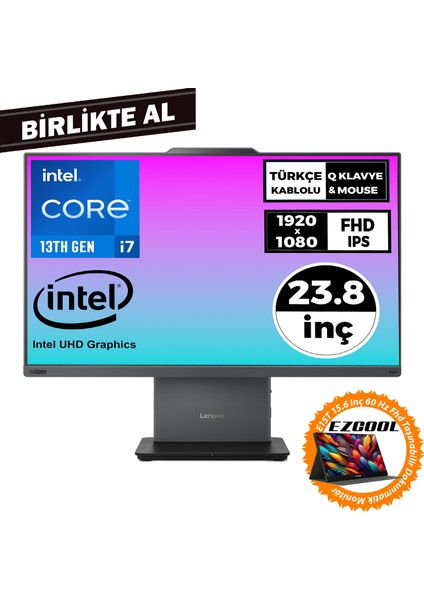 Thinkcentre Neo 50A I7-13620H 16GB 512GB SSD 23.8"fdos Aıo+15.6" Touch Monitör 12SC000KTR 047