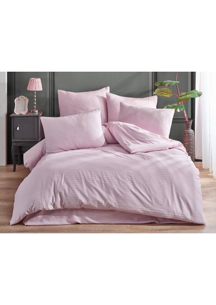 Nevresim Takımı Çizgili Pamuk Saten Çift Kişilik