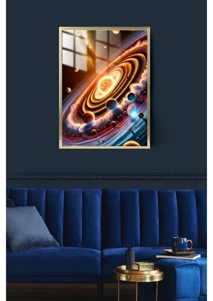 Uzay Gezegenler Çerçeveli Metal Poster Tablo
