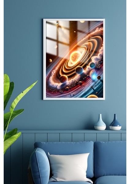Uzay Gezegenler Çerçeveli Metal Poster Tablo fiyatları