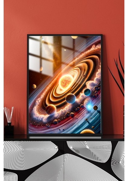Uzay Gezegenler Çerçeveli Metal Poster Tablo modelleri