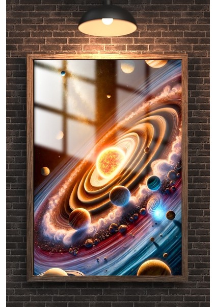 Uzay Gezegenler Çerçeveli Metal Poster Tablo fırsatları