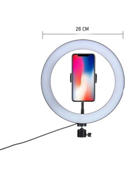 Rgb Işıklı 26 cm 10 Inç Çok Renkli LED Ring Light 2.1m Tripot Youtube Tiktok Make Up Çekim Işığı indirimleri