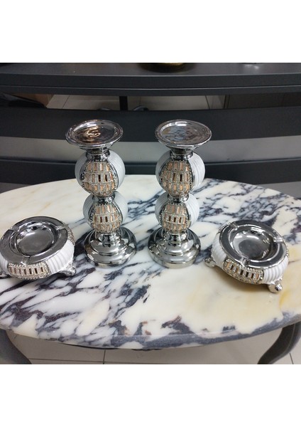 Dekoratif Şamdan ve Küllük Takımı