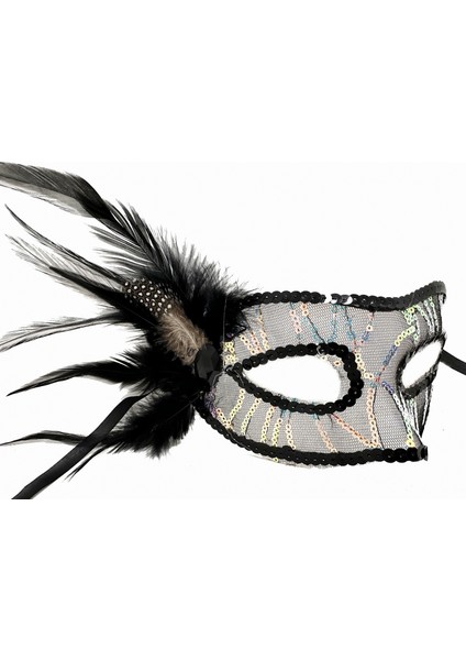 Ieg® Siyah Yandan Tüylü Pul Payet Maskesi fiyatları