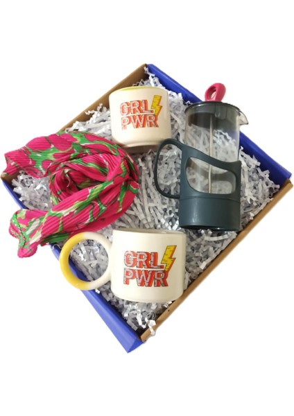 Yılbaşı Özel Hediye Seti, Kupa, Saksı, Fular, French Press fiyatları