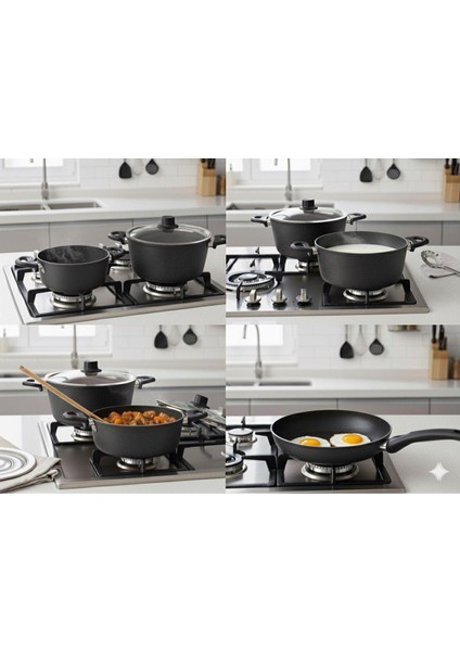 7 Parça Efsus Granit Tencere Seti