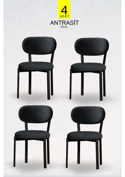 Vivo Serisi 4 Adet Metal Ayaklı Tedy Kumaş Sandalye (4 Adet Cappucino)