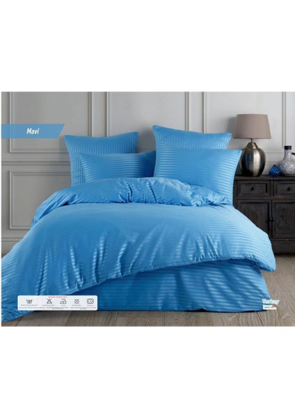 Nevresim Takımı Çizgili Pamuk Saten Çift Kişilik