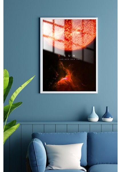 Güneş Gezegen Çerçeveli Metal Poster Tablo