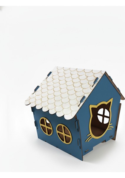 Lüks Kedi Yuvası Ahşap Tasarım | Şirin Kedi Suratlı, Modern Dekoratif Kedi Kulübesi, Kolay Kurulum