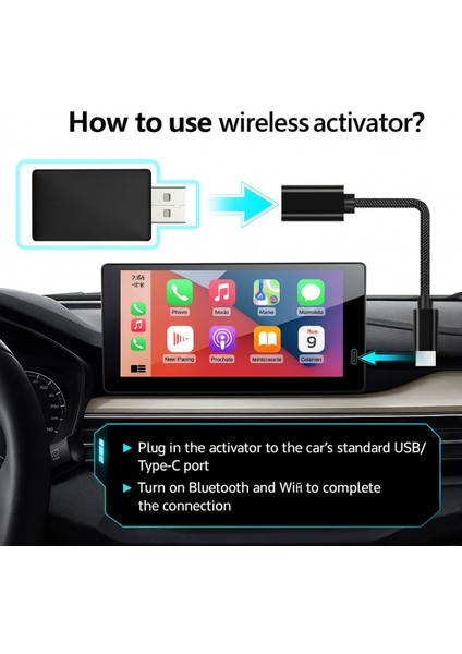 Kablosuz Carplay Android Auto Adaptörü – USB Type-C Uyumlu Dönüştürücü Cihaz | Tak-Çalıştır fiyatları