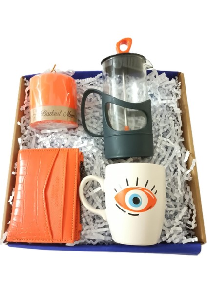 Yılbaşı Özel Hediye Seti, Kupa, Cüzdan, French Press, Mum