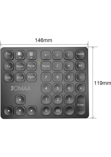 Bluetooth Bağlantılı Sayısal Numpad - Siyah/gümüş - Tip-C Girişli Mini Klavye