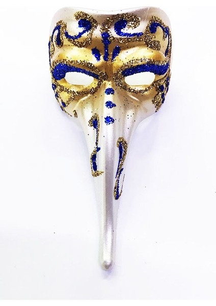 Mavi Renk İşlemeli Seramik Malzemeden İmal Venedik Uzun Maske Magnet
