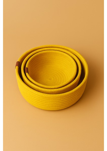 3’lü Sarı Jut Sepet Seti %100 Pamuk El Yapımı Dekoratif Çok Amaçlı Düzenleyici Sepet fiyatları