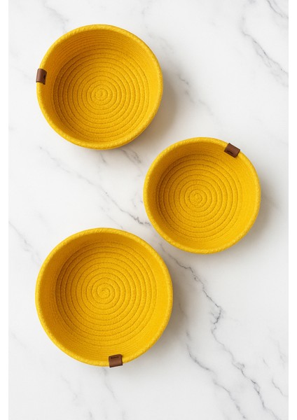 3’lü Sarı Jut Sepet Seti %100 Pamuk El Yapımı Dekoratif Çok Amaçlı Düzenleyici Sepet modelleri