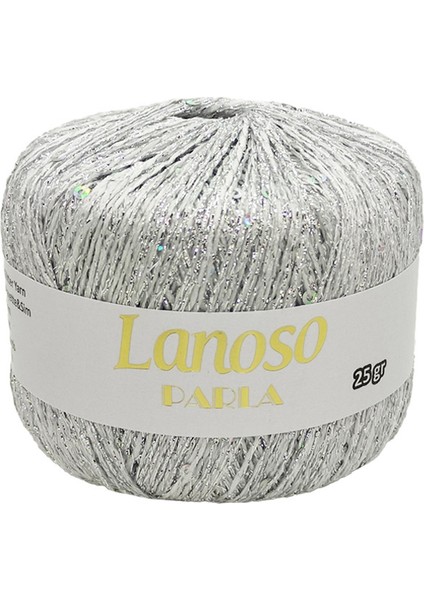 Parla Simli Pullu Gümüşrengi Örgü Ipi 5551