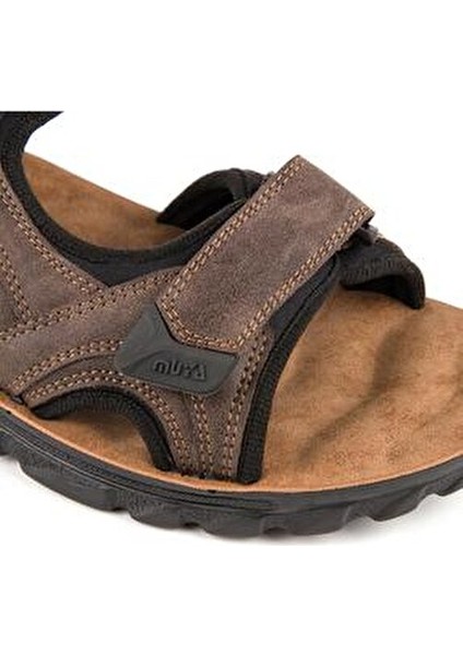 Taurus Anatomik Erkek Sandalet Suni Deri Kahverengi Hafif ve Konforlu Tasarım
