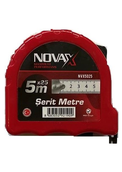 Şerit Metre Kırmızı 5X25 mm